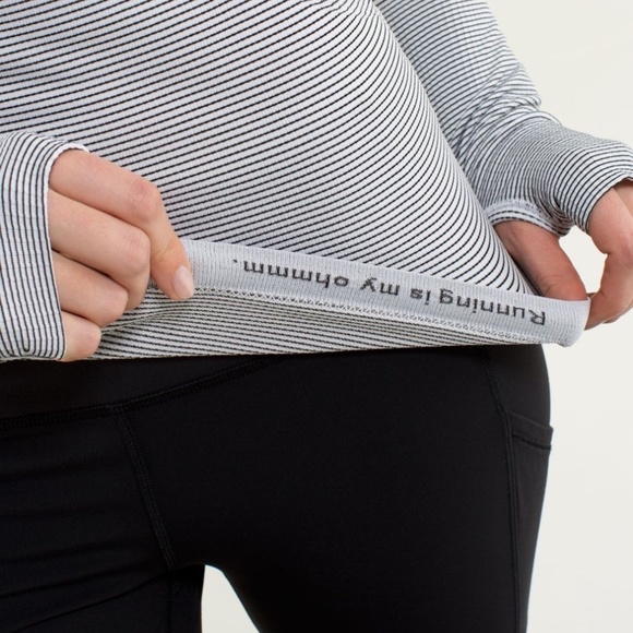 Lululemon Run Swiftly Tech Long Sleeve Crew Stripe Black White - 12 - Picture 7 of 14